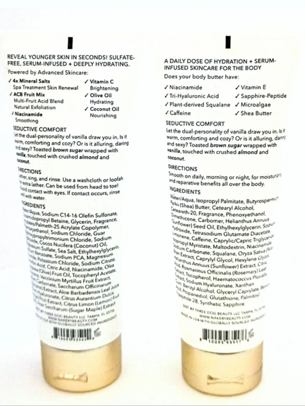 Nakery Beauty Seductive Comfort Face Body Hair Wash & Body Butter Set 3.38 Oz